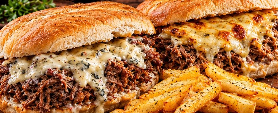 Sándwich de ternera desmechada